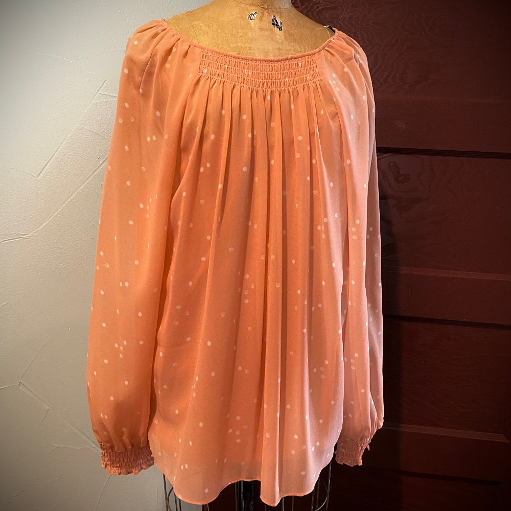 APRICOT POLKA DOT 14W SHEER TOP W/TANK 14W NWT AVA VIV